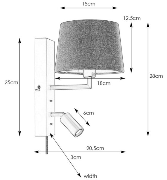 Markslöjd 108595 - Φωτιστικό τοίχου LED με USB COMO 1xE14/40W/230V + LED/3W μαύρο