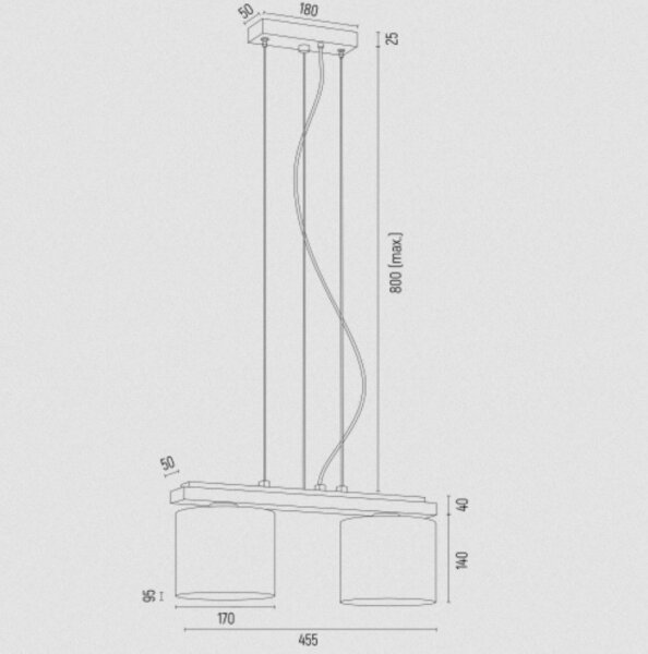 Argon 7164 - Κρεμαστό φωτιστικό οροφής CANOA 2xE27/15W/230V μαύρο