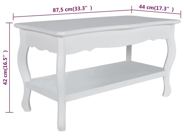 VidaXL Τραπεζάκι Σαλονιού 2 Επιπέδων Λευκό από MDF
