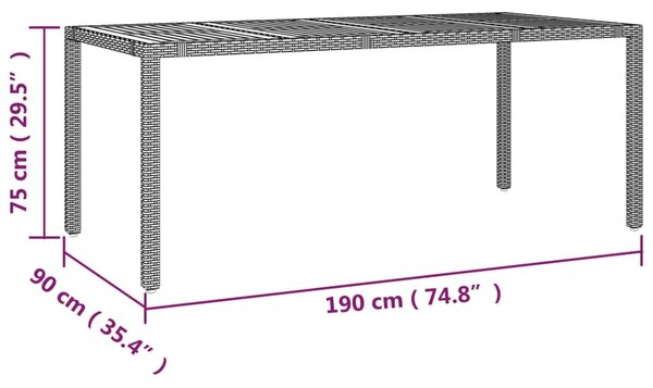 VidaXL Τραπέζι Κήπου με Ξύλινη Επιφάνεια Γκρι Συνθ. Ρατάν/Μασίφ Ακακία
