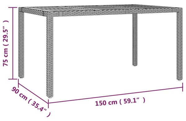 VidaXL Τραπέζι Κήπου με Ξύλινη Επιφάνεια Γκρι Συνθ. Ρατάν/Μασίφ Ακακία