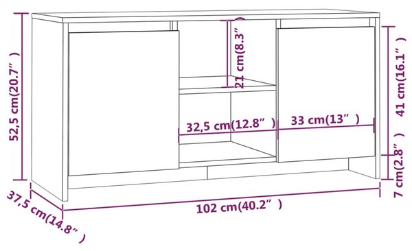 VidaXL Έπιπλο Τηλεόρασης Καπνιστή Δρυς 102x37,5x52,5 εκ. Επεξεργ. Ξύλο