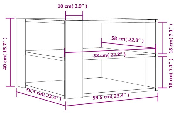 VidaXL Τραπεζάκι Σαλονιού Sonoma Δρυς 59,5x59,5x40 εκ. Επεξεργ. Ξύλο