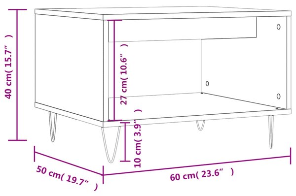 VidaXL Τραπεζάκι Σαλονιού Γκρι Sonoma 60x50x40 εκ. από Επεξεργ. Ξύλο