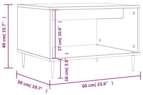 VidaXL Τραπεζάκι Σαλονιού Γκρι Σκυρ. 60x50x40 εκ. από Επεξεργ. Ξύλο