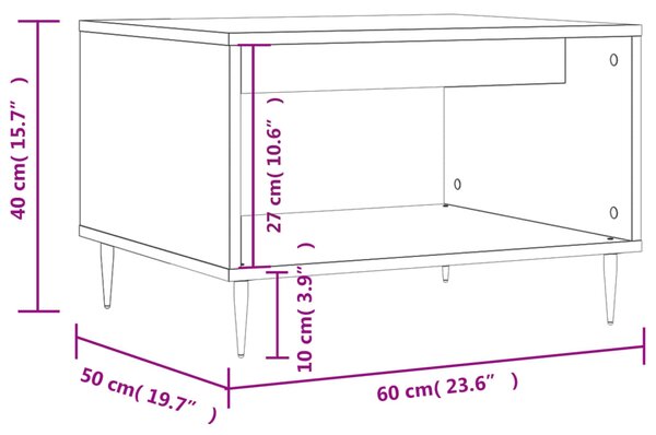 VidaXL Τραπεζάκι Σαλονιού Γκρι Sonoma 60x50x40 εκ. από Επεξεργ. Ξύλο