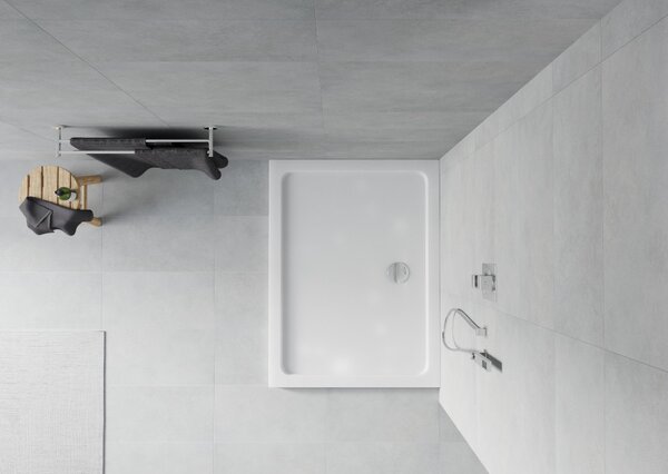 Mexen Flat ορθογώνιος δίσκος ντους slim 110 x 80 cm, λευκός, σιφόνι χρωμέ - 40108011