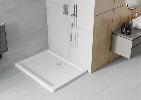 Mexen Flat ορθογώνιος δίσκος ντους slim 110 x 80 cm, λευκός, σιφόνι χρωμέ - 40108011