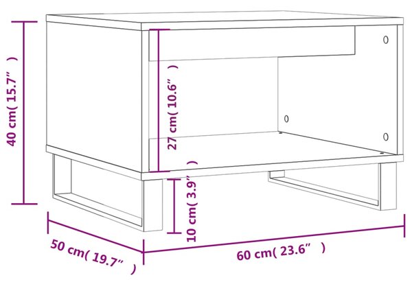 VidaXL Τραπεζάκι Σαλονιού Λευκό 60 x 50 x 40 εκ. από Επεξεργ. Ξύλο