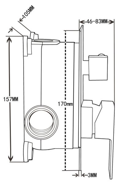 Mexen Uno DR45 υποβρύχιο σετ ντουζιέρας, μαύρο - 71435DR45-70