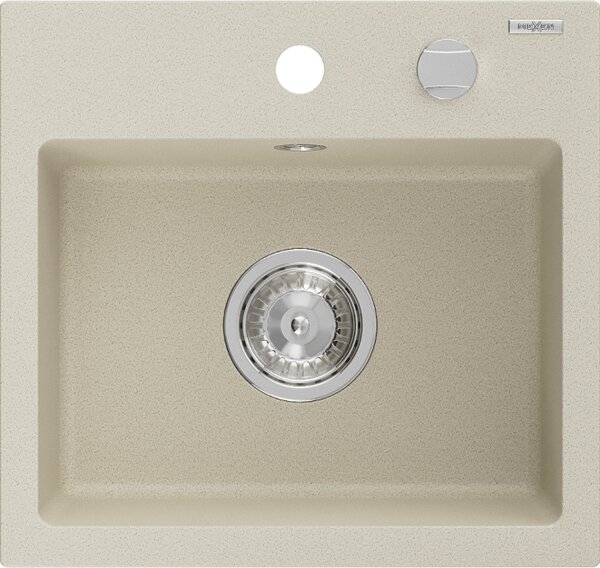 Mexen Milo νεροχύτης γρανίτης 1-διαμερίσματος 435 x 410 mm, μπεζ, σιφόνι χρώμιο