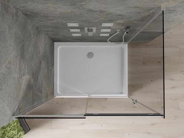 Mexen Omega καμπίνα ντους συρόμενη 100 x 90 cm, γραφίτης, χρώμιο + ντουζιέρα Flat