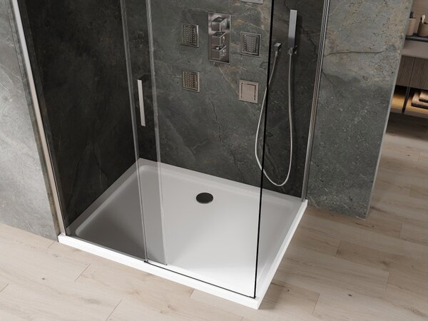 Mexen Omega καμπίνα ντους συρόμενη 100 x 90 cm, γραφίτης, χρώμιο + ντουζιέρα Flat