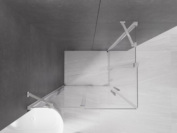 Mexen Velar Δίδυμη καμπίνα ντους συρόμενη 90 x 80 cm, διαφανής, χρώμιο