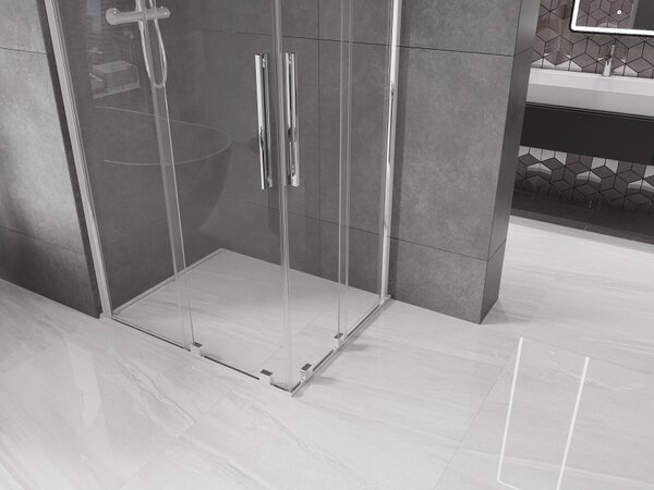 Mexen Velar Δίδυμη καμπίνα ντους συρόμενη 90 x 80 cm, διαφανής, χρώμιο
