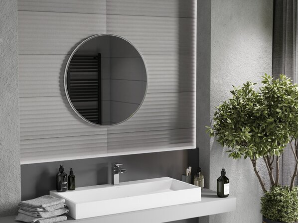 Mexen Loft στρογγυλός καθρέφτης μπάνιου 70 cm, πλαίσιο inox - 9850-070-070-000-10