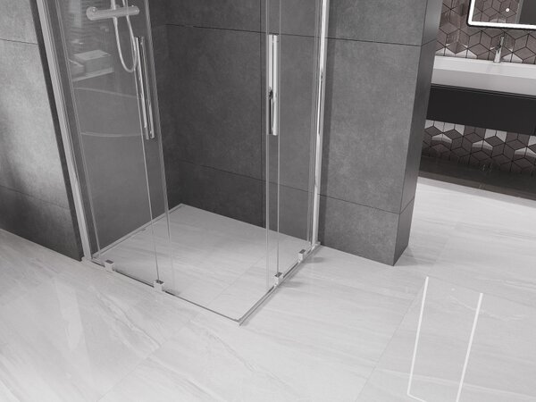 Mexen Velar Δίδυμη καμπίνα ντους συρόμενη 90 x 80 cm, διαφανής, χρώμιο