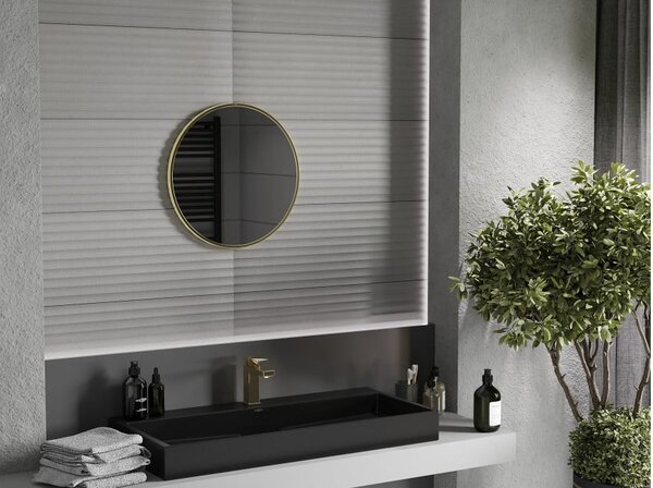 Mexen Loft στρογγυλός καθρέφτης μπάνιου 40 cm, χρυσό πλαίσιο - 9850-040-040-000-50