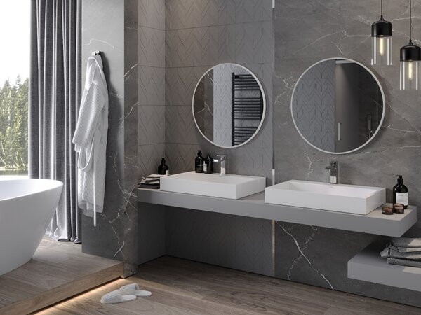 Mexen Loft στρογγυλός καθρέφτης μπάνιου 70 εκ., λευκό πλαίσιο - 9850-070-070-000-20