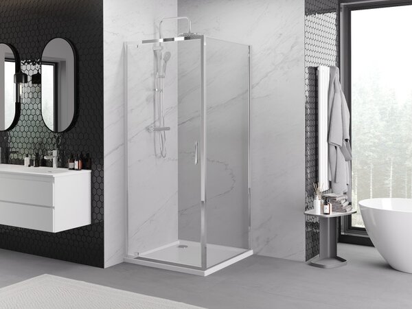 Mexen Exo-BR καμπίνα ντους ανοιγόμενη 90 x 90 cm, διάφανη, χρώμιο - 8181-090-090-01-00
