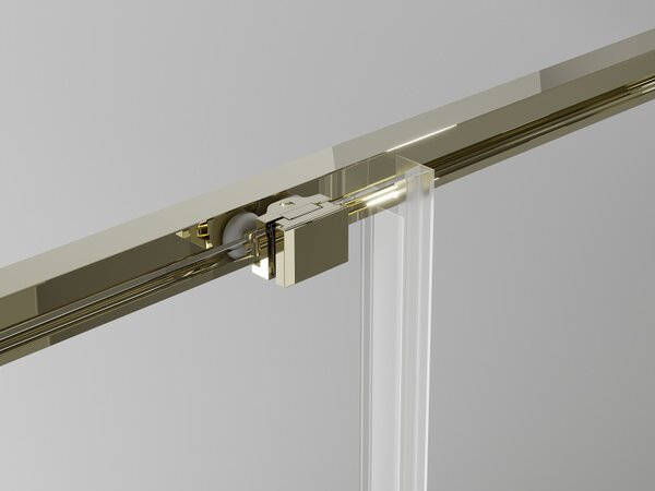 Mexen Exo τετράγωνη συρόμενη καμπίνα ντους 100 x 100 cm, διάφανη, χρυσή