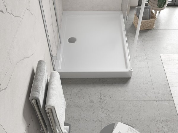 Mexen Flow+ ορθογώνιος δίσκος ντους 80 x 70 cm, λευκή γυαλιστερή - 46R107080H