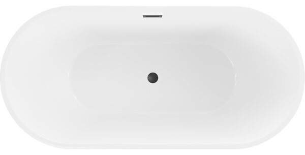 Mexen Luna ελεύθερη ορθογώνια μπανιέρα 140 x 75 cm, λευκή, μαύρη υπερχείλιση