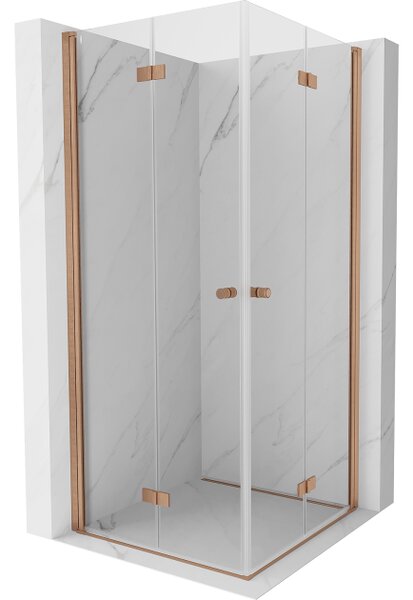 Mexen Mist-F Διπλή πτυσσόμενη καμπίνα ντους 80 x 80 cm, διάφανη, βουρτσισμένος