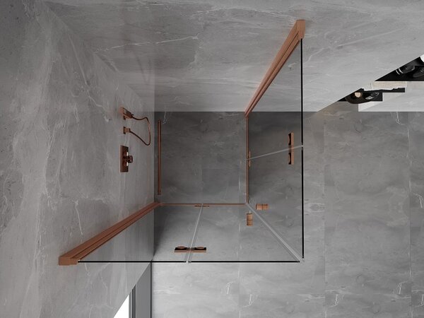 Mexen Mist-F Διπλή πτυσσόμενη καμπίνα ντους 80 x 80 cm, διάφανη, βουρτσισμένος