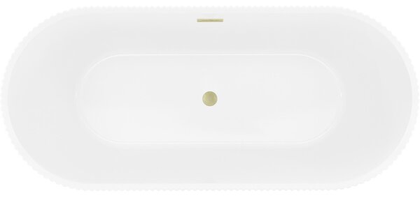 Mexen Yara ελεύθερη όρθια μπανιέρα ραβδωτή 170 x 75 cm, άσπρη, υπερχείλιση σε