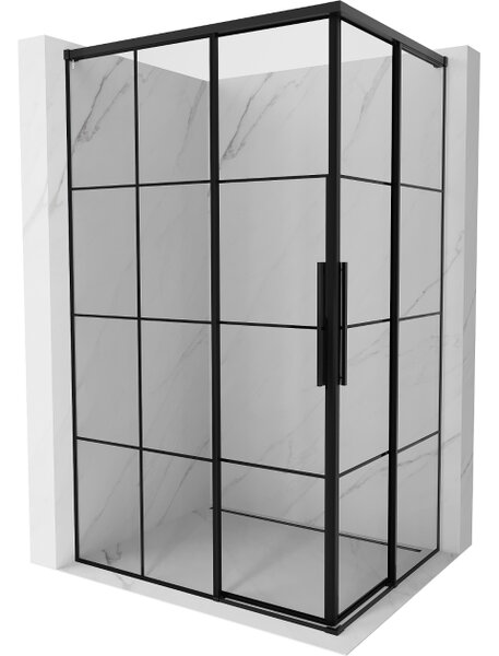 Mexen Rox Διπλή συρόμενη καμπίνα ντους 120 x 80 cm, μαύρη γρίλια, μαύρη