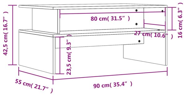 VidaXL Τραπεζάκι Σαλονιού Λευκό 90 x 55 x 42,5 εκ. Επεξεργασμένο Ξύλο