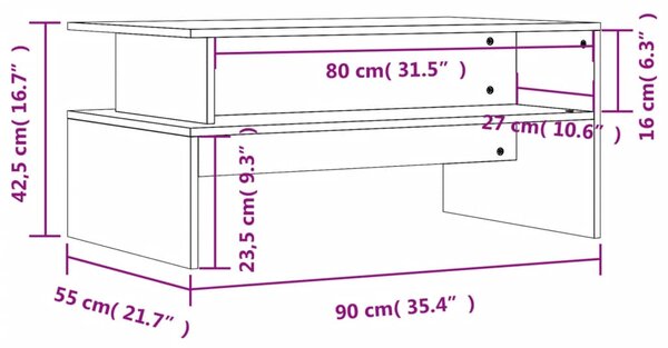 VidaXL Τραπεζάκι Σαλονιού Sonoma Δρυς 90x55x42,5 εκ Επεξεργασμένο Ξύλο