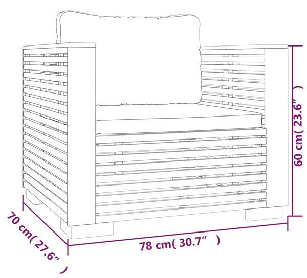 VidaXL Σαλόνι Κήπου Σετ 7 Τεμαχίων από Μασίφ Ξύλο Teak με Μαξιλάρια