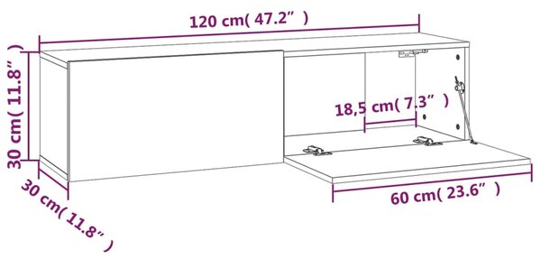 VidaXL Έπιπλο Τηλεόρασης Τοίχου Καπνιστή Δρυς 120x30x30 εκ. Επεξ. Ξύλο