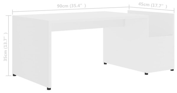 VidaXL Τραπεζάκι Σαλονιού Λευκό 90 x 45 x 35 εκ. από Επεξ. Ξύλο