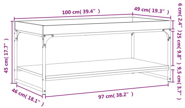 VidaXL Τραπεζάκι Σαλονιού Καπνιστή Δρυς 100x49x45 εκ. Επεξεργ. Ξύλο