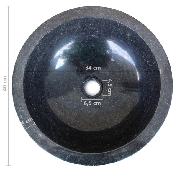 VidaXL Νιπτήρας Μαύρος 40 εκ. Μαρμάρινος