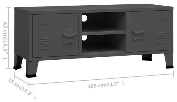 VidaXL Έπιπλο Τηλεόρασης Βιομηχανικό Στιλ Ανθρακί 105x35x42 εκ Μέταλλο