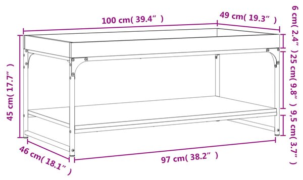 VidaXL Τραπεζάκι Σαλονιού Καφέ Δρυς 100x49x45 εκ. Επεξεργασμένο Ξύλο