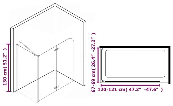 VidaXL Καμπίνα Μπανιέρας Πτυσσόμενη 120 x 68 x 130 εκ. από ESG