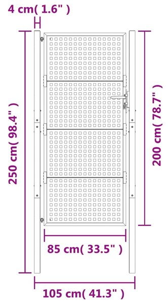VidaXL Πύλη Κήπου Ανθρακί 105 x 250 εκ. Ατσάλινη