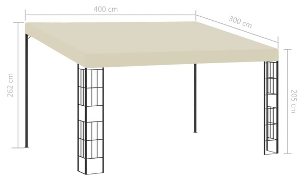 VidaXL Κιόσκι Επιτοίχιο 3 x 4 μ. Κρεμ Υφασμάτινο
