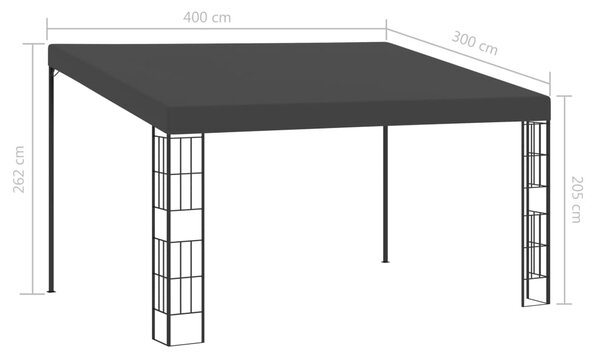 VidaXL Κιόσκι Επιτοίχιο Ανθρακί 3 x 4 μ. Υφασμάτινο