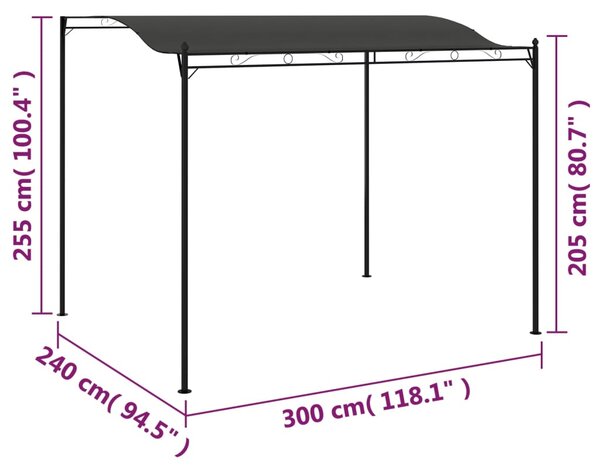 VidaXL Κιόσκι Σκίασης Ανθρακί 3 x 2,4 μ