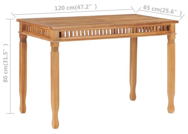 VidaXL Τραπεζαρία Κήπου 110 x 65x 80 εκ. από Μασίφ Ξύλο Teak