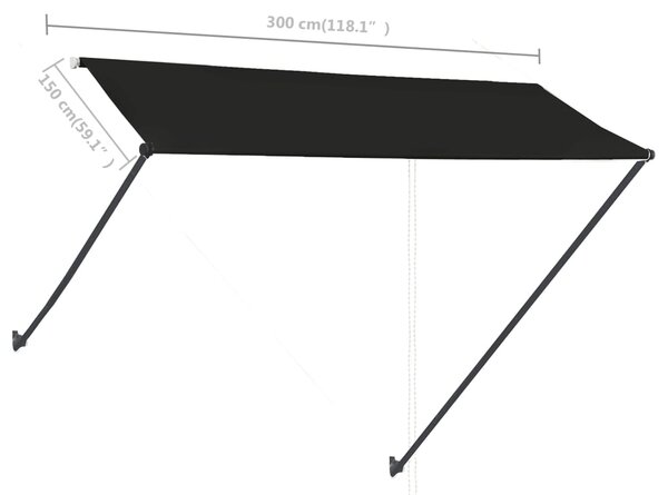 VidaXL Τέντα Συρόμενη με LED Ανθρακί 300 x 150 εκ