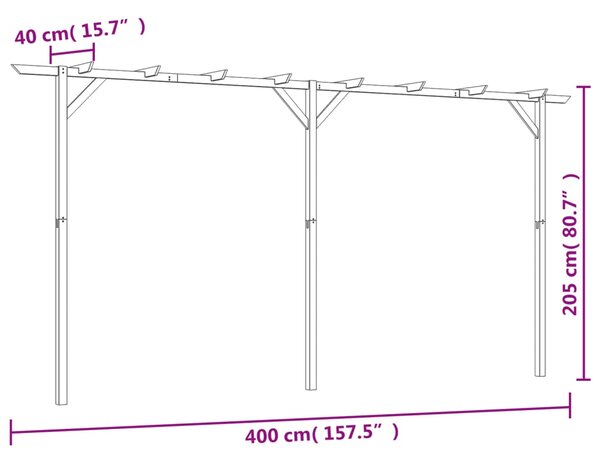 VidaXL Πέργκολα Κήπου 410 x 40 x 203 εκ. Ξύλινη