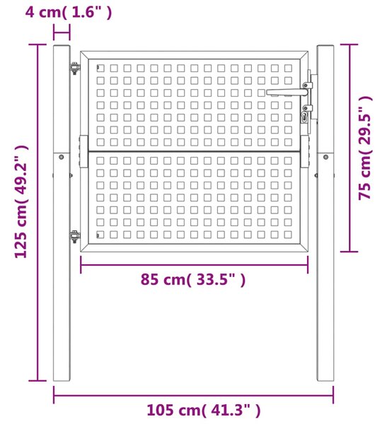 VidaXL Πύλη Κήπου Ανθρακί 105 x 125 εκ. Ατσάλινη