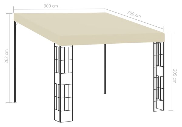 VidaXL Κιόσκι Επιτοίχιο 3 x 3 μ. Κρεμ Υφασμάτινο